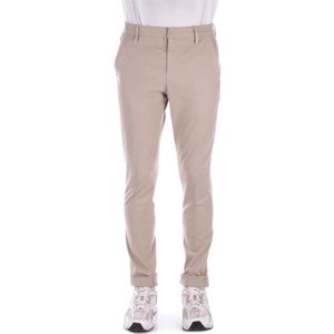 Dondup, Broeken, Heren, Beige, W35, Katoen, Beige Broek met Logo Rits