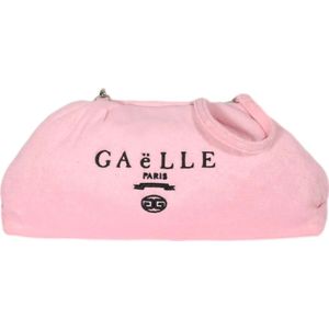 Gaëlle Paris, Tassen, Dames, Roze, ONE Size, Polyester, Roze Geborduurde Logo Clutch Tas
