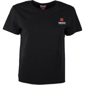 Kenzo, Tops, Dames, Zwart, L, Katoen, Zwart Crest Logo T-Shirt