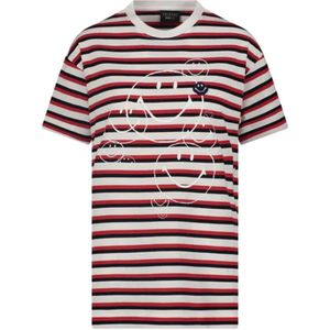 Joshua Sanders, Tops, unisex, Rood, M, Katoen, Smile Print Crew Neck T-shirt