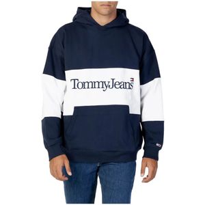 Tommy Jeans, Skater Serif Hoodie Blauw, Heren, Maat:S