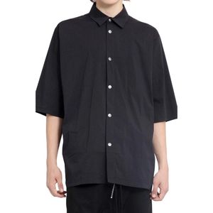 Thom Krom, Overhemden, Heren, Zwart, L, Katoen, Zwarte oversized korte mouwen shirt