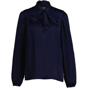 Ibana, Blouses & Shirts, Dames, Blauw, XL, Satijn, Elegante Donkerblauwe Blouse met Geplooide Details