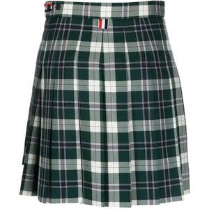 Thom Browne, Groene Tartan Mini Plooirok Groen, Dames, Maat:S