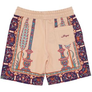 Dolly Noire, Korte broeken, Heren, Beige, L, Katoen, Beige Persian Rug Sweatshorts Tracksuit Broek