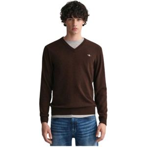 Gant, Truien, Heren, Bruin, 3Xl, Wol, Ultra Fijne Wol V-Hals Trui