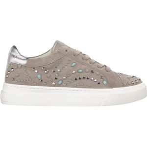 Alma EN Pena, Schoenen, Dames, Beige, 36 EU, Leer, Studded Leren Platform Sneaker