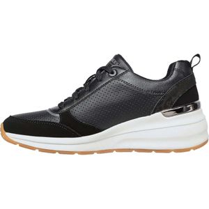 Skechers, Schoenen, Dames, Zwart, 37 EU, Geperforeerde Duraleather Sneakers