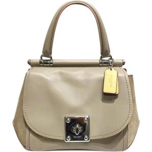 Coach Pre-owned, Pre-owned, Dames, Beige, ONE Size, Leer, Tweedehands leren handtassen