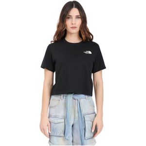 The North Face, Zwart en Wit Simple Dome T-shirt Zwart, Dames, Maat:S