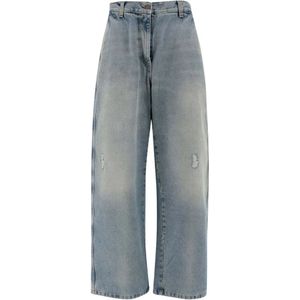 Palm Angels, Jeans, Dames, Blauw, W27, Katoen, Loose-fit hoge taille spijkerbroek