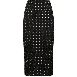 Dolce & Gabbana, Rokken, Dames, Zwart, M, Zwarte Polka Dot Zijden Midi Rok