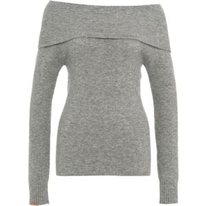 Semicouture, Truien, Dames, Grijs, S, Wol, Grijze Off-shoulder Gebreide Aw 24