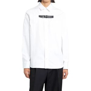 Versace, Blouses & Shirts, Heren, Wit, M, Katoen, Witte Gesp Formeel Overhemd