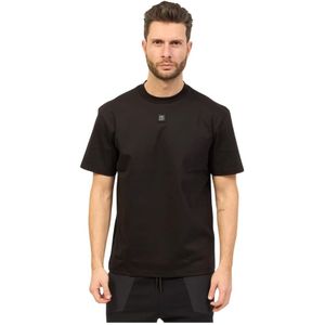 Hugo Boss, Tops, Heren, Zwart, S, Katoen, Zachte Zwarte T-shirt met Verstoord Logo
