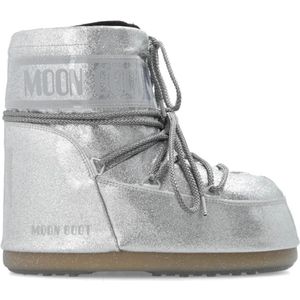 Moon Boot, Schoenen, Dames, Grijs, 36 EU, Leer, ‘Icon Glitter’ sneeuwlaarzen