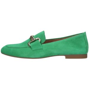 Gabor, Schoenen, Dames, Groen, 35 EU, Suède, Groene Loafer 211 met Gouden Horsbit