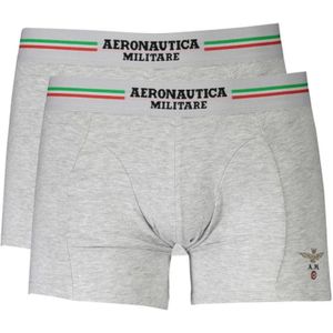 Aeronautica Militare, Ondergoed, Heren, Grijs, M, Katoen, Grijze Katoenen Boxershorts Bi-Pack