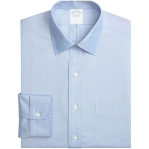 Brooks Brothers, Overhemden, Heren, Blauw, XL, Katoen, Lichtblauw Slim Fit Non-Iron Stretch Katoenen Overhemd met Ainsley Kraag