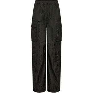 Copenhagen Muse, Stijlvolle en Comfortabele Cargo Broek 202493 Military Olive Zwart, Dames, Maat:S