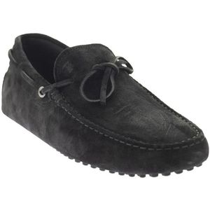 Tod's, Schoenen, Heren, Zwart, 40 1/2 EU, Suède, Suède Mocins met Kwastjes