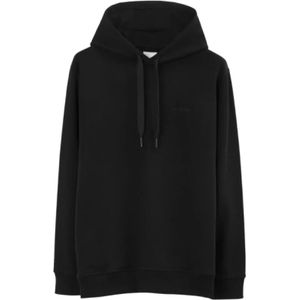Burberry, Sweatshirts & Hoodies, Heren, Zwart, L, Katoen, Zwarte katoenen hoodie met Equestrian Knight Design