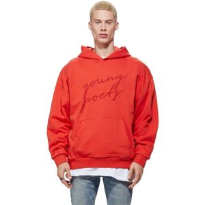 Young Poets, Sweatshirts & Hoodies, Heren, Rood, S, Katoen, Logo-geborduurde hoodie in rood van Young Poets Society
