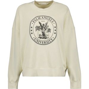 Palm Angels, Sweatshirts & Hoodies, Dames, Wit, S, Katoen, Logo Print Sweatshirt