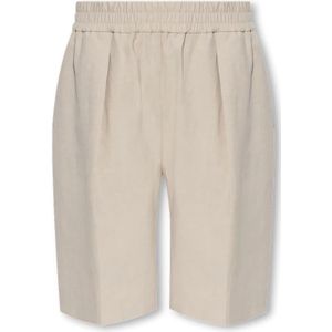 Samsøe Samsøe, Korte broeken, Dames, Beige, L, Linnen, Julia shorts