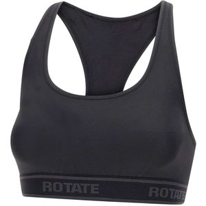 Rotate Birger Christensen, Sport, Dames, Zwart, M, Satijn, Zwart Satijnen Bralette Logo Elastiek