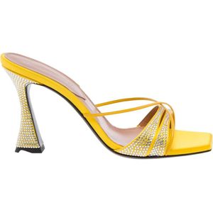 D'Accori, Gele Sandalen met Kristallen Geel, Dames, Maat:39 EU