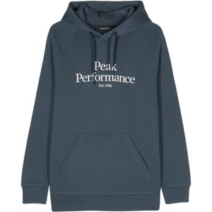 Peak Performance, Sweatshirts & Hoodies, Heren, Blauw, L, Katoen, Blauwe Hoodie met Geborduurd Logo