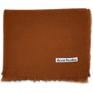 Acne Studios, Accessoires, Dames, Rood, ONE Size, Wol, Wollen Sjaal Baksteen Oranje Franje