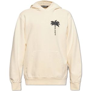 Palm Angels, Bedrukte hoodie Geel, Heren, Maat:XL
