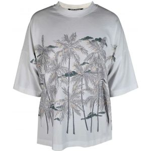 Palm Angels, Witte T-shirt met Palmboomprint Wit, Heren, Maat:L