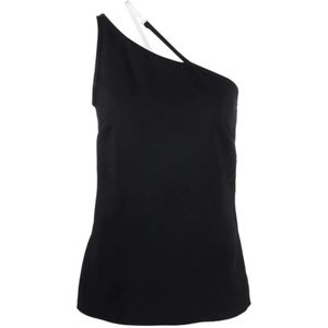 Givenchy, Zwarte One-Shoulder Top met Verborgen Rits Zwart, Dames, Maat:M