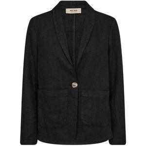 MOS Mosh, Jassen, Dames, Veelkleurig, L, Linnen, Linnen Blazer Zwart