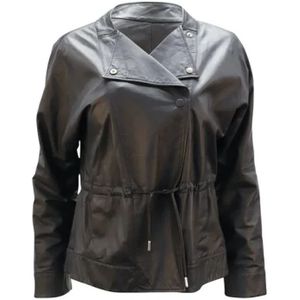 Armani Pre-owned, Pre-owned, Dames, Zwart, S, Leer, Pre-owned Leather outerwear