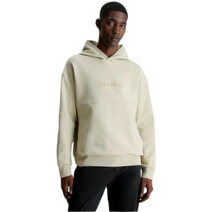 Calvin Klein, Sweatshirts & Hoodies, Heren, Groen, L, Katoen, Groene Hoodie met Biologisch Katoen