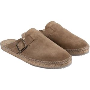 Espadrilles, Schoenen, Heren, Bruin, 45 EU, Suède, Heren Suède Platte Sandalen