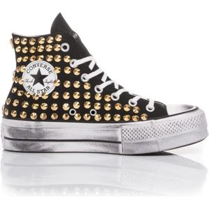 Converse, Schoenen, Dames, Veelkleurig, 38 EU, Handgemaakte Zwarte Gouden Sneakers