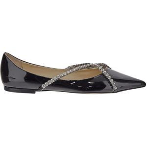 Jimmy Choo, Genevi Ballerina Leren Schoen Zwart, Dames, Maat:38 EU