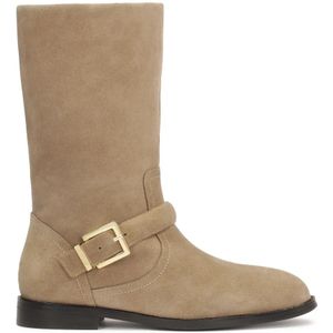 Kazar, Schoenen, Dames, Beige, 35 EU, Suède, Suède laarzen met brede slip-on bovenkant