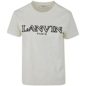 Lanvin, Tops, Dames, Grijs, L, Katoen, Grijze Katoenen Logo T-Shirt Aw 23