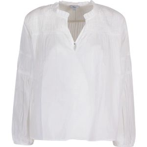 Rails, Blouses & Shirts, Dames, Wit, L, Katoen, Witte V-hals gerimpelde mouw blouse