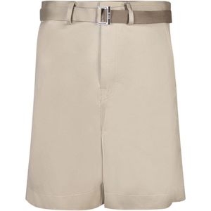 Sacai, Korte broeken, Heren, Beige, M, Casual Beige Shorts