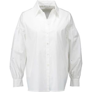 Xandres, Tijdloze witte blouse met strass mouwen Wit, Dames, Maat:L