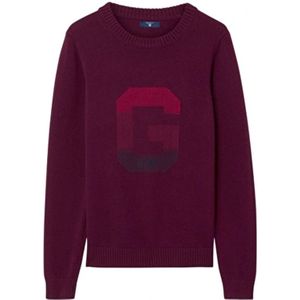 Gant, Truien, Heren, Rood, M, Katoen, Comfortabele Gebreide Sweatshirts en Hoodies