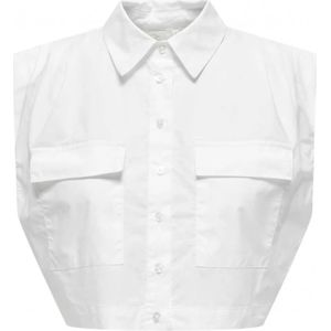 Only, Witte mouwloze blouse met plooien Wit, Dames, Maat:M