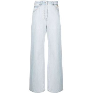 Msgm, High waisted wijde pijp jeans Blauw, Dames, Maat:S